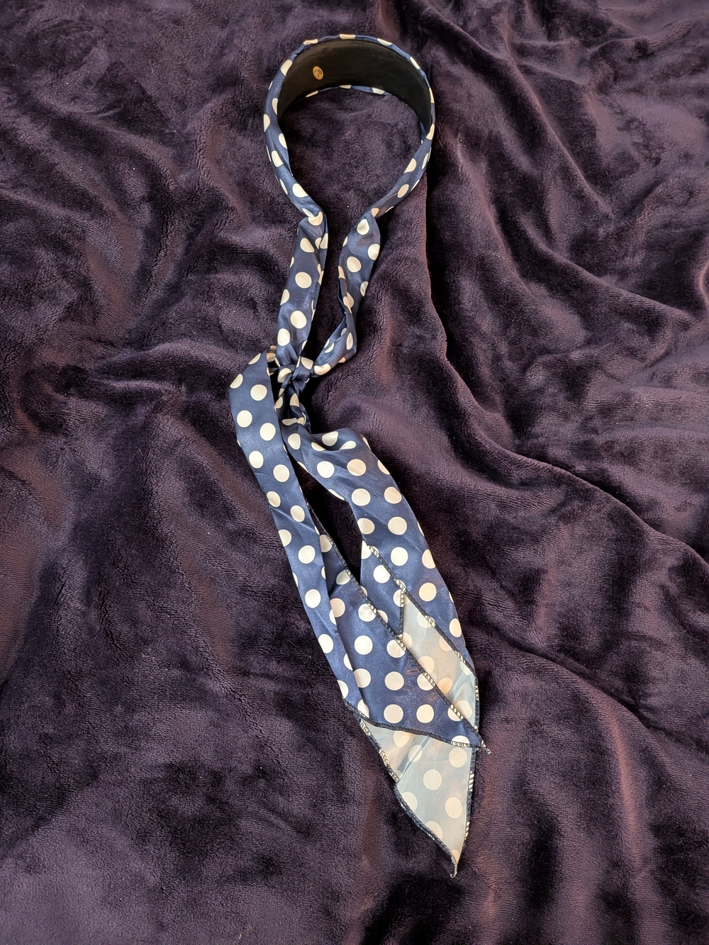 Navy Polka Dot Tie-back Hairband